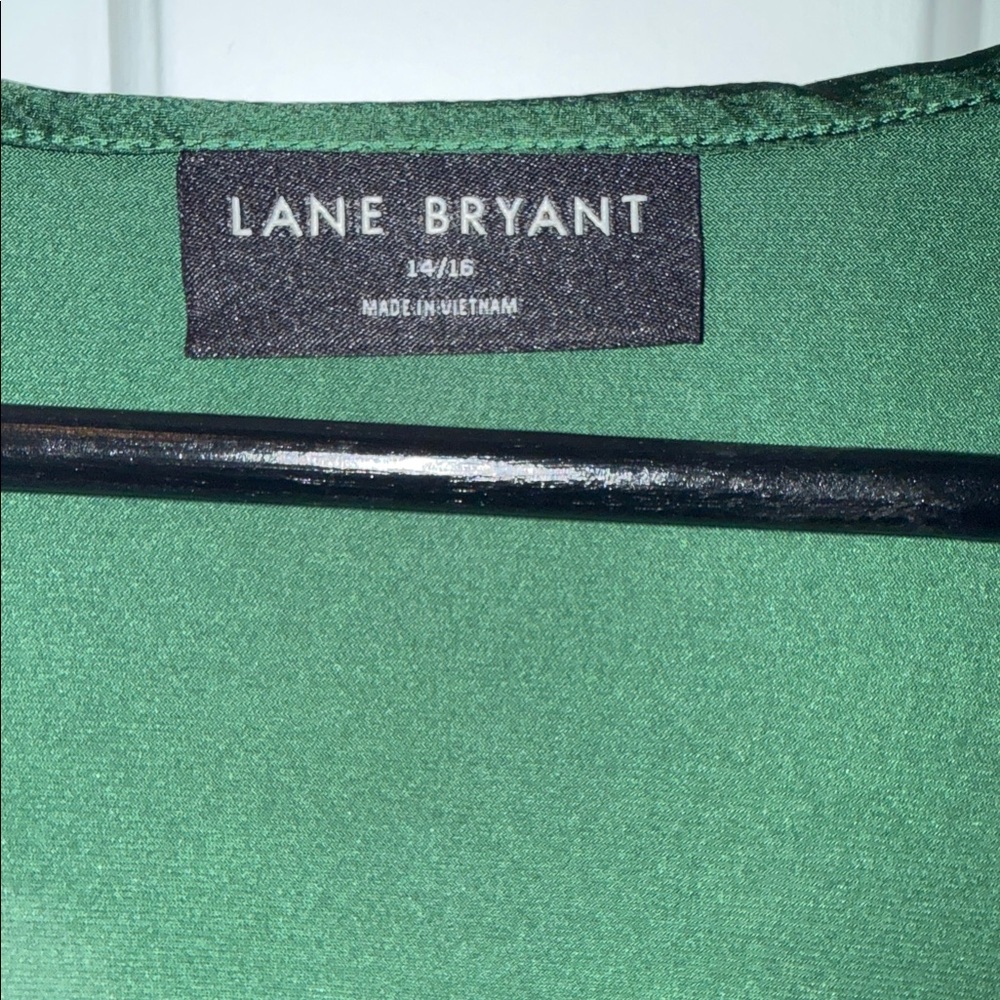 Lane Bryant Green V-Neck Blouse - Picture 2 of 6
